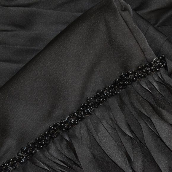 JS Collection Black Strapless Ruched Gown with Feathers & Beaded Fringe Size 4 - Picture 7 of 10